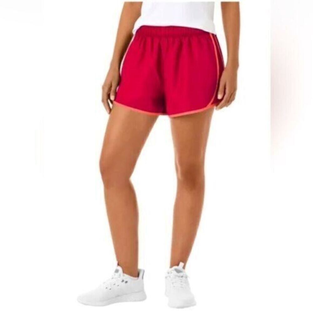 NWT Plus Size Ladies Active Running Shorts Red w/ Coral Trim Exercise - Size XXL